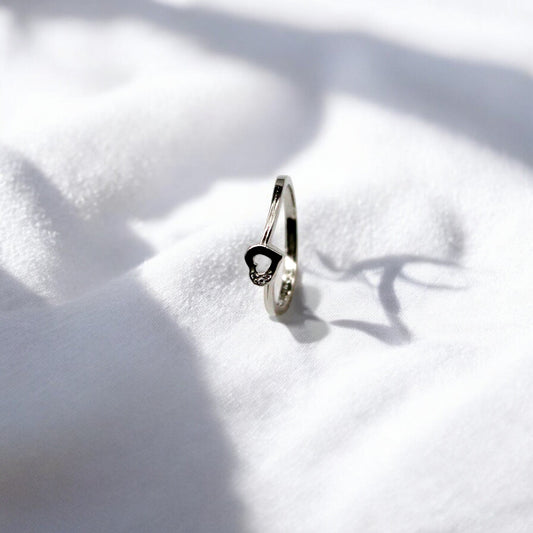 Heart Diamond Studded Ring | 925 Sterling Silver - SACH JEWELS