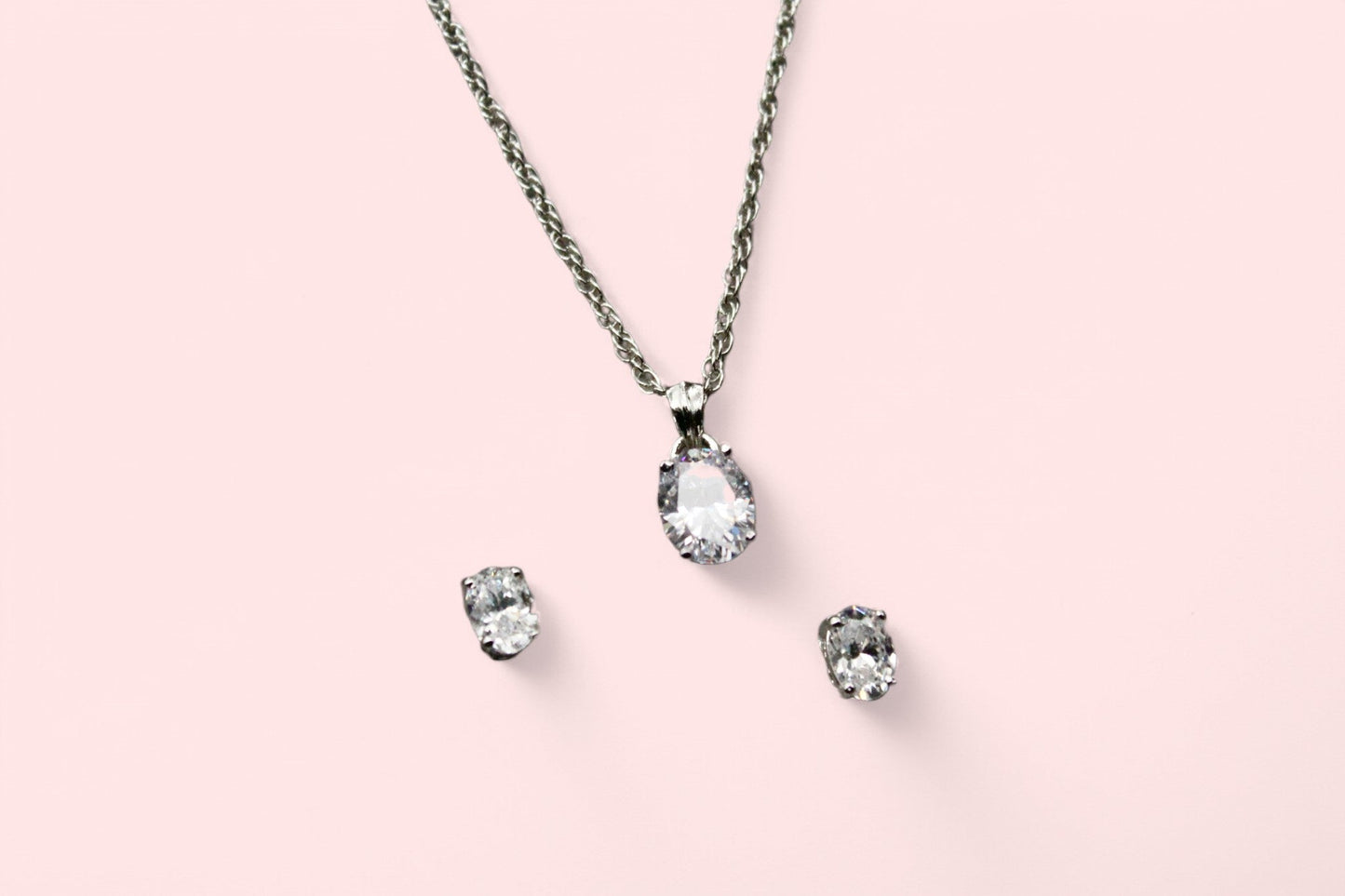 Premium Ovoid Diamond Pendant Set | 925 Sterling Silver - SACH JEWELS