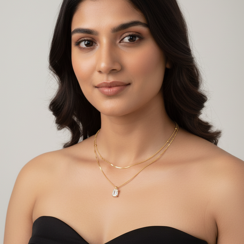 Modern Chic Golden Radiance centered Layered Necklace | Italian Gold Plated SACH JEWELS
