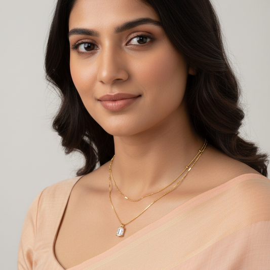 Modern Chic Golden Radiance centered Layered Necklace | Italian Gold Plated SACH JEWELS