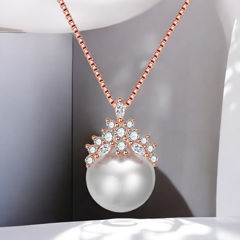 Gorgeous Pearl Necklace | Rose Gold Plated - SACH JEWELS