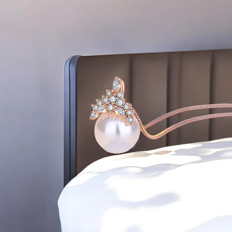 Gorgeous Pearl Necklace | Rose Gold Plated - SACH JEWELS