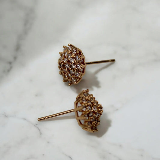 Diamond stud earrings | Italian Gold Plated - SACH JEWELS