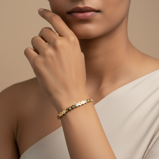Roman Numeral CZ Cuff | Italian Gold Plated SACH JEWELS