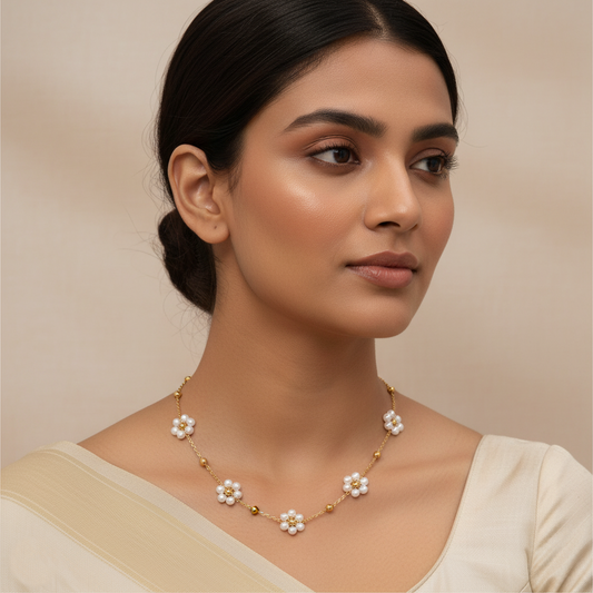 Pearl Bloom Necklace | Italian Gold Plated SACH JEWELS