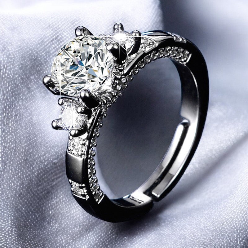 Women Elegant Diamond Studded Ring | Italian Silver Plated - SACH JEWELS