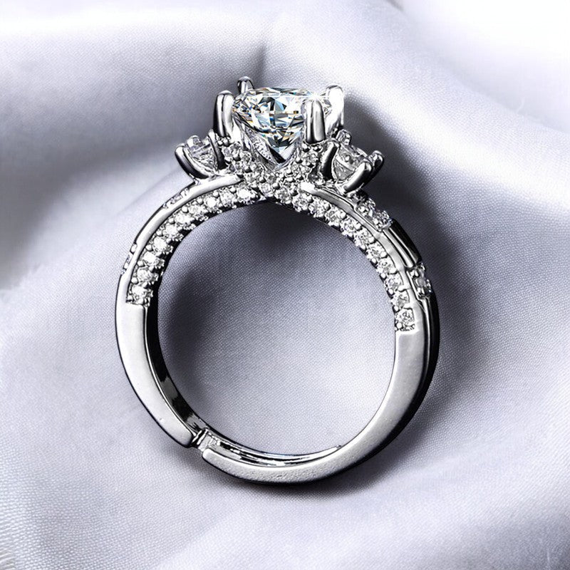 Women Elegant Diamond Studded Ring | Italian Silver Plated - SACH JEWELS