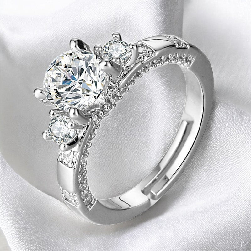 Women Elegant Diamond Studded Ring | Italian Silver Plated - SACH JEWELS