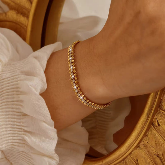 Elegant Diamond Studded Bracelet | Italian Gold Plated - SACH JEWELS