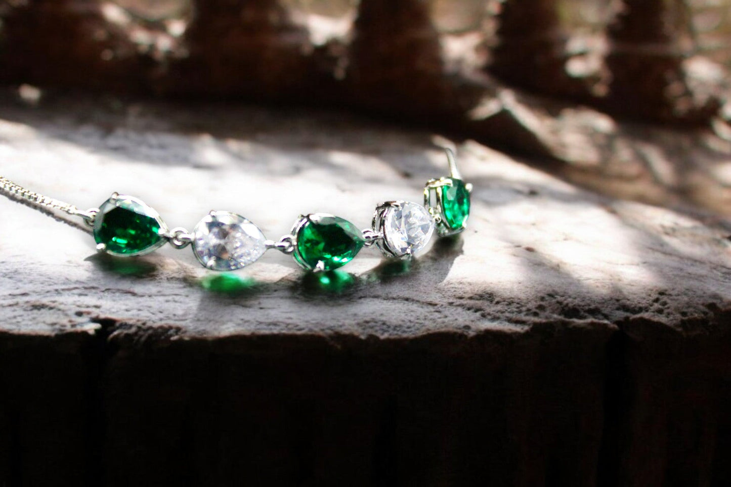 Premium Green Stone Studded Diamond Bracelets | 925 Sterling Silver - SACH JEWELS