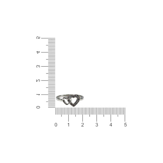 Double Heart Diamond Studded Ring | 925 Sterling Silver - SACH JEWELS