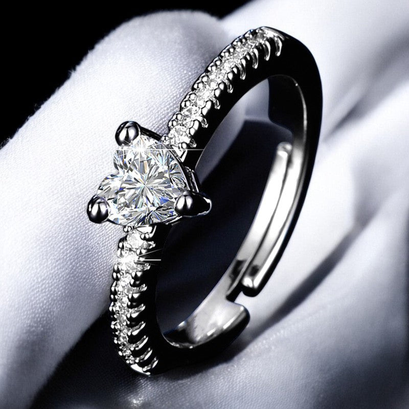Heart Diamond Italian Silver Plated Ring | Italian Silver Plated - SACH JEWELS