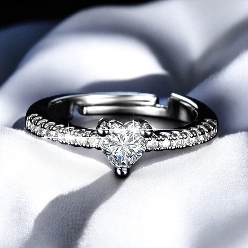 Heart Diamond Italian Silver Plated Ring | Italian Silver Plated - SACH JEWELS