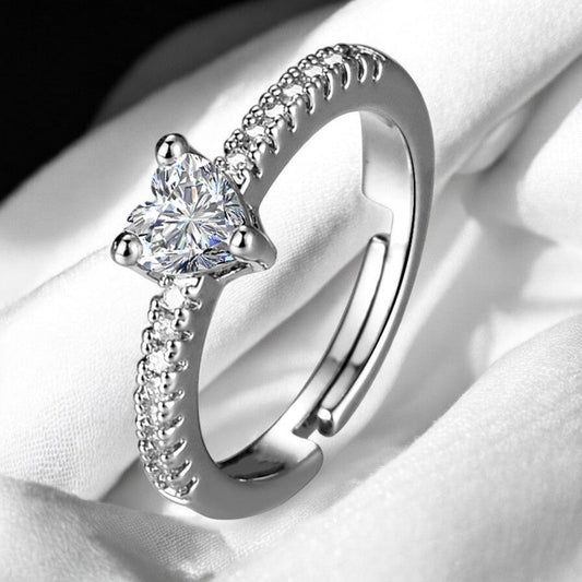 Heart Diamond Italian Silver Plated Ring | Italian Silver Plated - SACH JEWELS