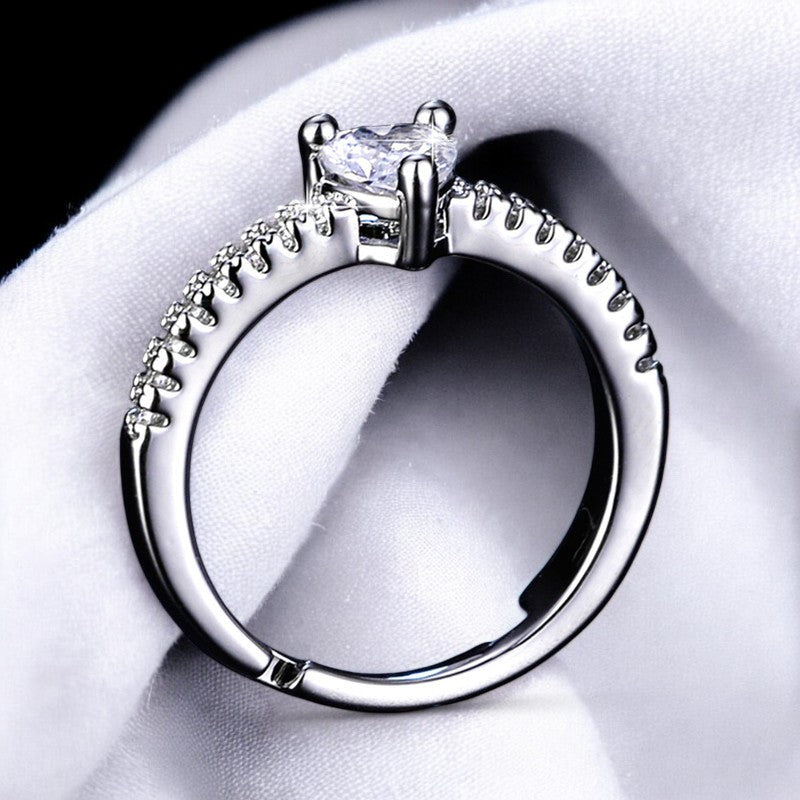 Heart Diamond Italian Silver Plated Ring | Italian Silver Plated - SACH JEWELS