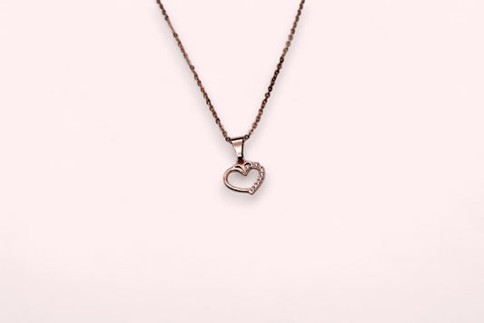Diamond studded Heart Necklace | Rose Gold Plated - SACH JEWELS