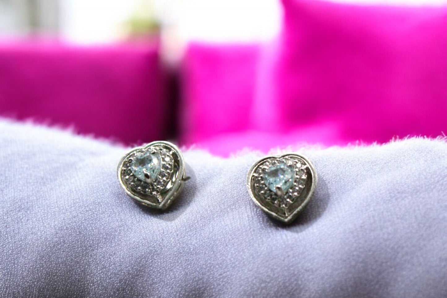 Blue Heart Stud Earrings | 925 Sterling Silver SACH JEWELS
