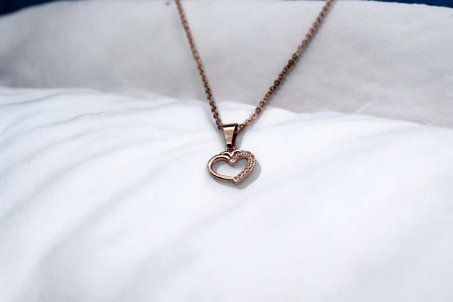 Diamond studded Heart Necklace | Rose Gold Plated - SACH JEWELS