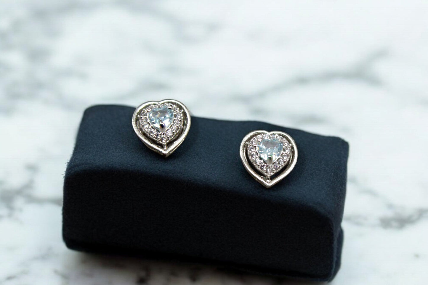 Blue Heart Stud Earrings | 925 Sterling Silver SACH JEWELS