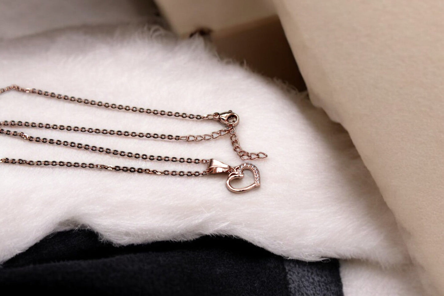 Diamond studded Heart Necklace | Rose Gold Plated - SACH JEWELS