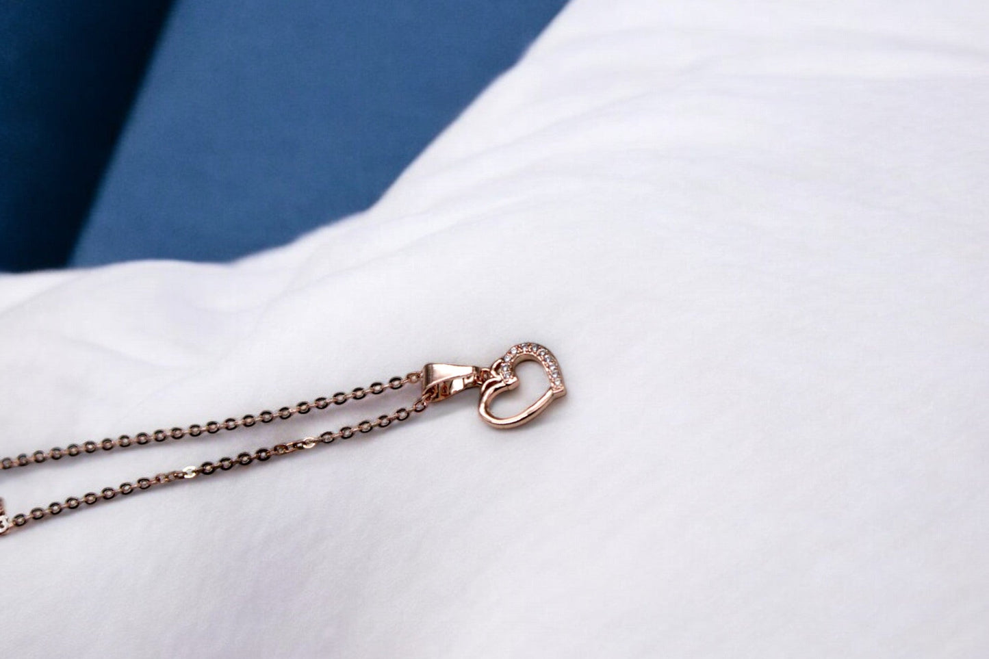 Diamond studded Heart Necklace | Rose Gold Plated - SACH JEWELS
