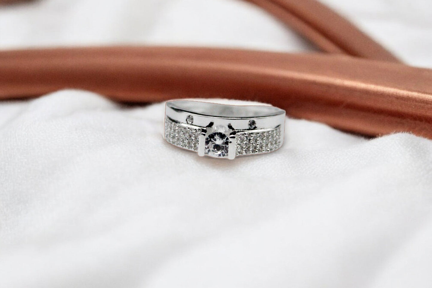Spotlight Diamond Studded Mens Ring | 925 Sterling Silver - SACH JEWELS