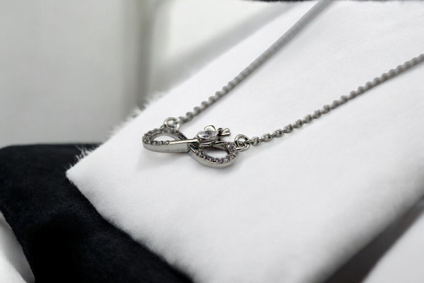 Diamond Studded Infinity Necklace | 925 Sterling Silver - SACH JEWELS