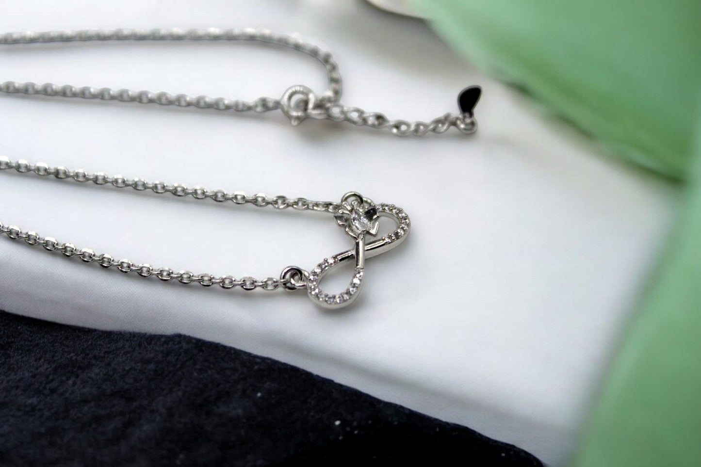 Diamond Studded Infinity Necklace | 925 Sterling Silver - SACH JEWELS