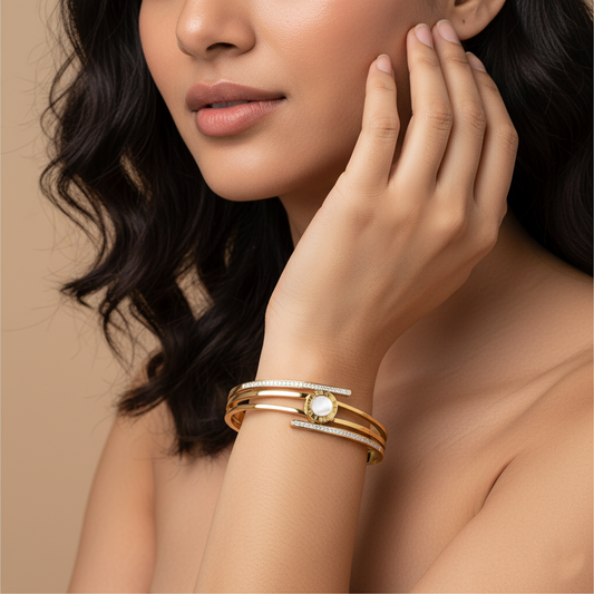 Roman Dial Gold Cuff | Italian Gold Plated SACH JEWELS