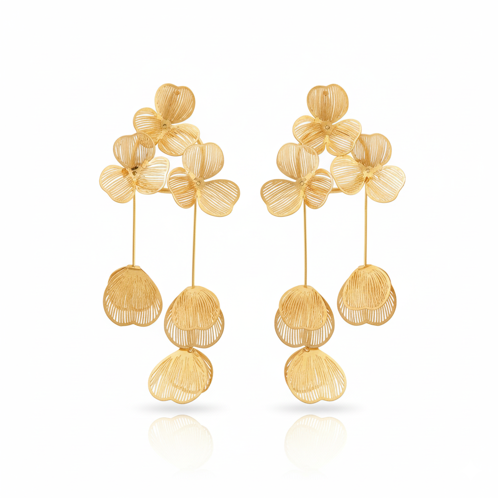 Golden Garden Dangle Drop Earrings | Italian Gold Plated SACH JEWELS