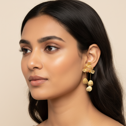 Golden Garden Dangle Drop Earrings | Italian Gold Plated SACH JEWELS