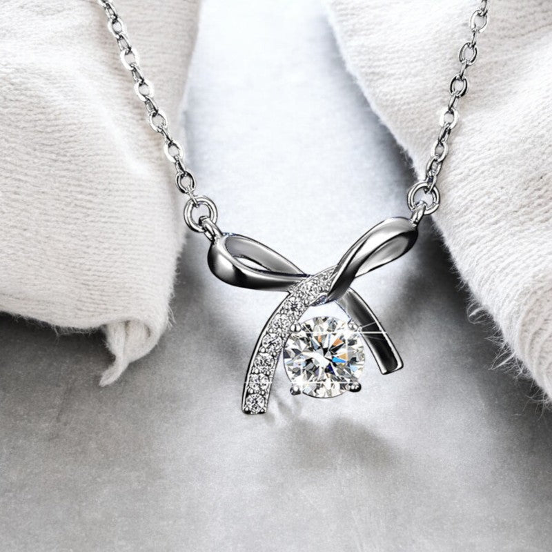 Women Bow Diamond Necklace | Italian Silver Plated - SACH JEWELS