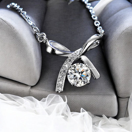 Women Bow Diamond Necklace | Italian Silver Plated - SACH JEWELS