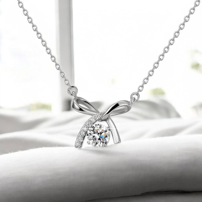 Women Bow Diamond Necklace | Italian Silver Plated - SACH JEWELS