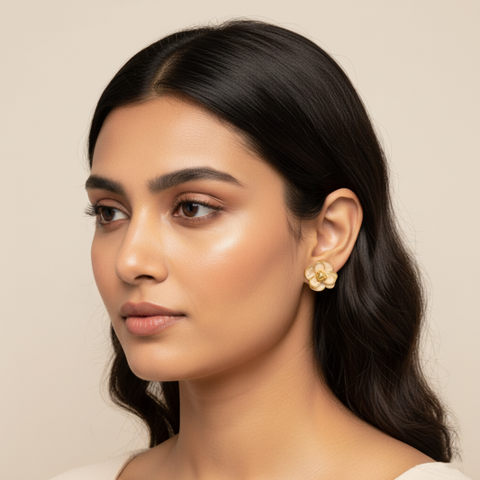Golden Bloom Petite Studs Earrings | Italian Gold Plated SACH JEWELS