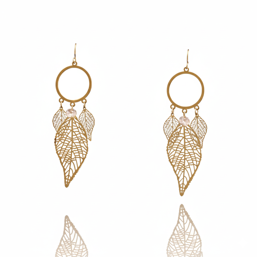 Whispering Leaves Drop Earrings | Italian Gold Plated SACH JEWELS