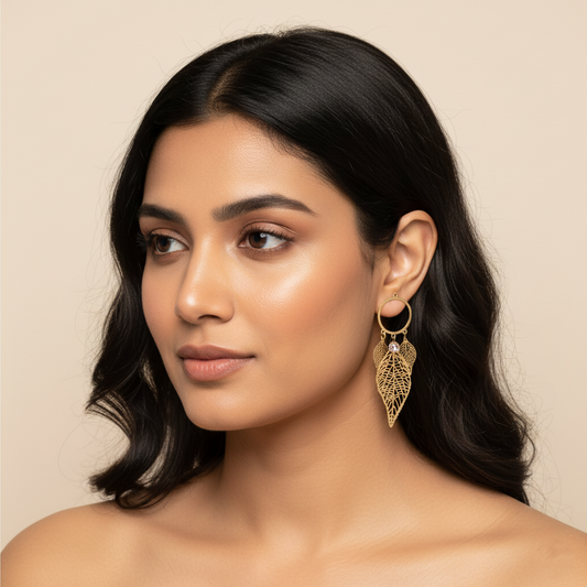 Whispering Leaves Drop Earrings | Italian Gold Plated SACH JEWELS