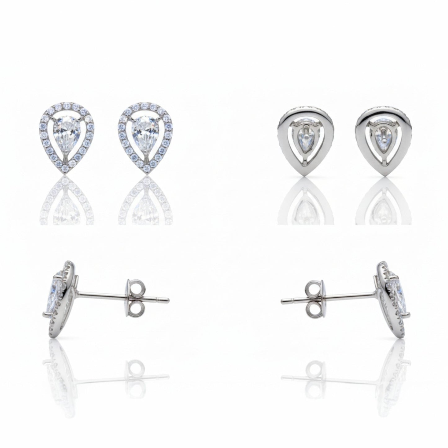 Rain drop Diamond Stud Earrings | 925 Sterling Silver SACH JEWELS