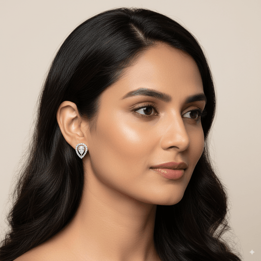 Rain drop Diamond Stud Earrings | 925 Sterling Silver SACH JEWELS