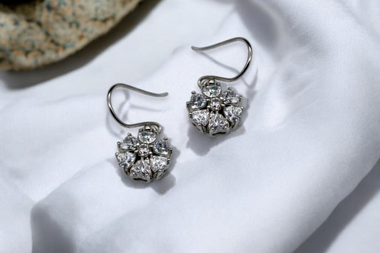 Women Diamond Flower drop Earrings | 925 Sterling Silver - SACH JEWELS