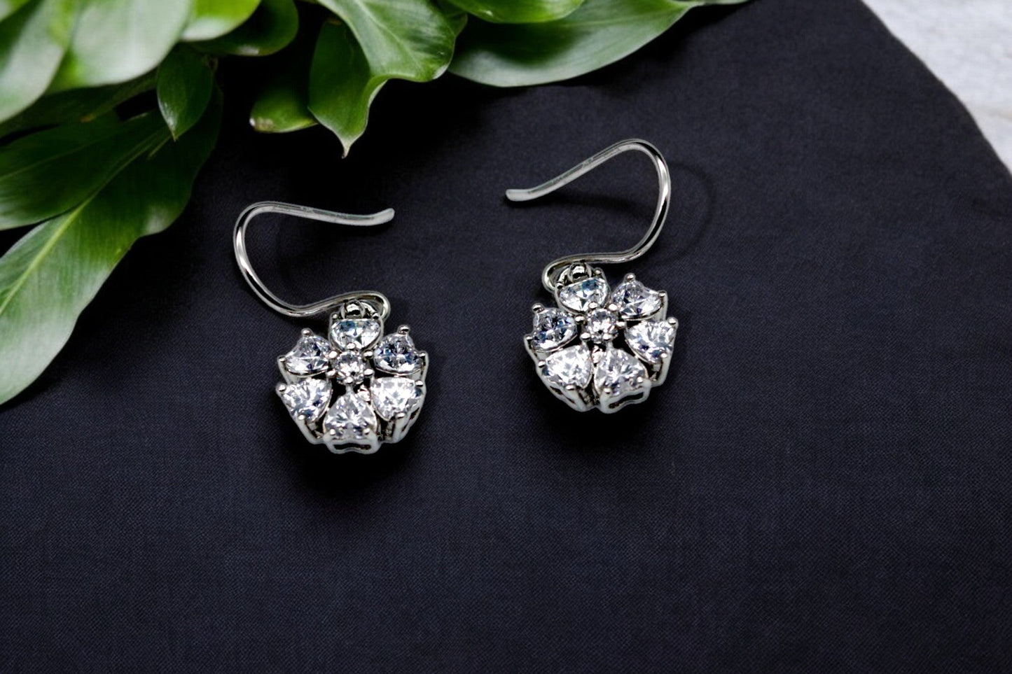 Women Diamond Flower drop Earrings | 925 Sterling Silver - SACH JEWELS