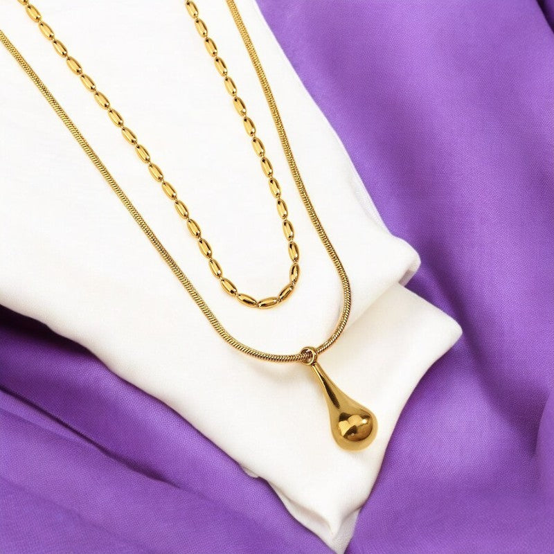 Tear Drop Pendant Necklace | Italian Gold Plated - SACH JEWELS