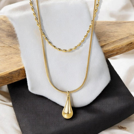 Tear Drop Pendant Necklace | Italian Gold Plated - SACH JEWELS