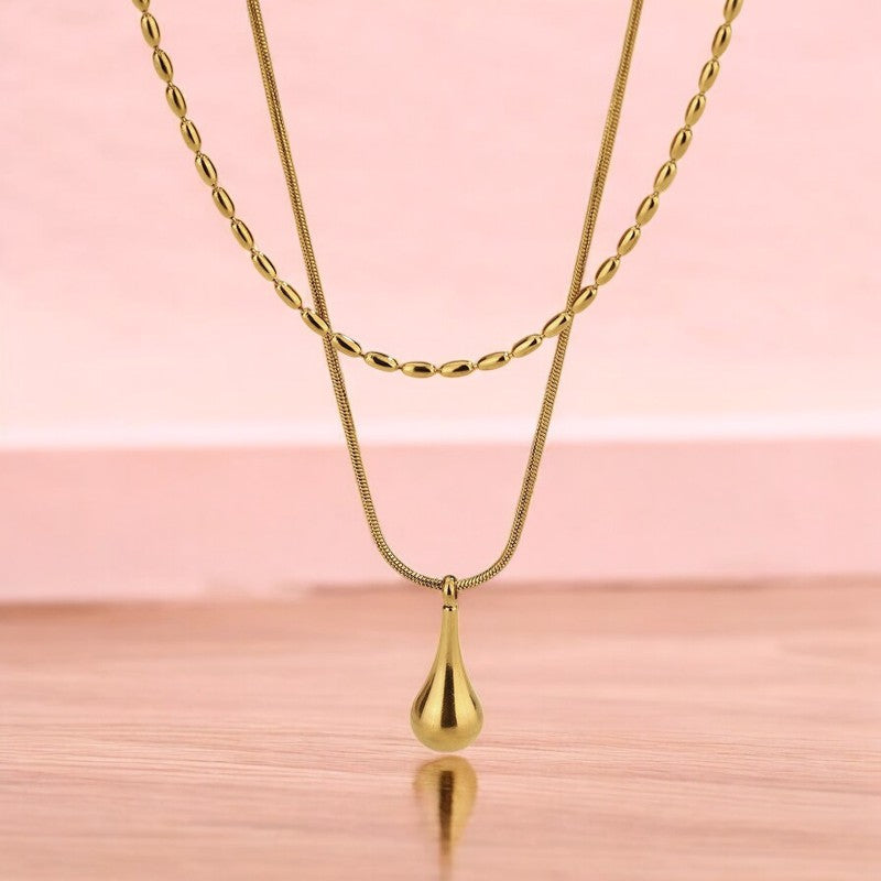 Tear Drop Pendant Necklace | Italian Gold Plated - SACH JEWELS