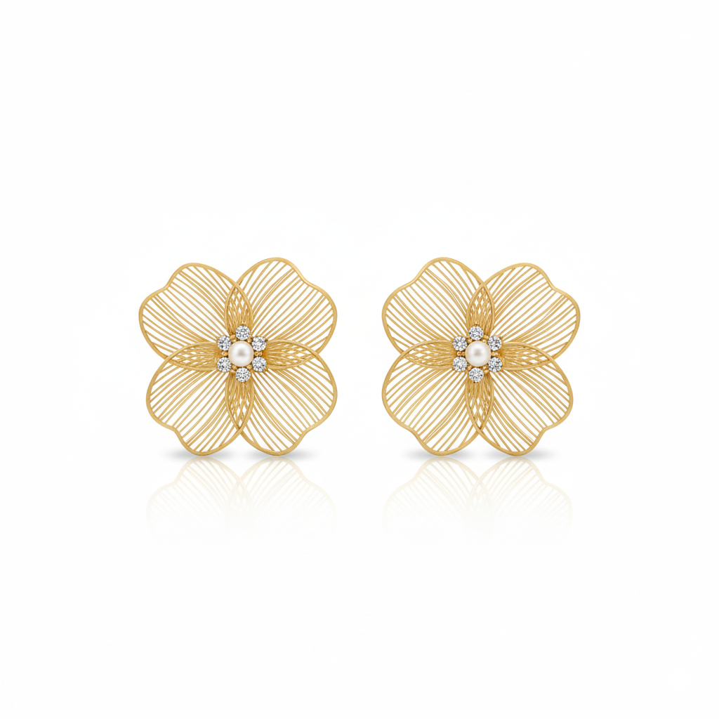 Floral Glow Stud Earrings | Italian Gold Plated SACH JEWELS