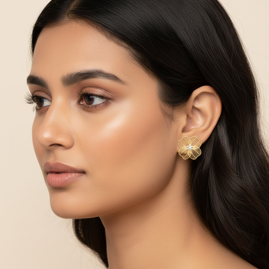 Floral Glow Stud Earrings | Italian Gold Plated SACH JEWELS
