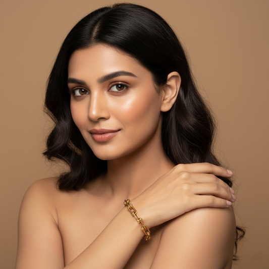 Golden Beaded Link Bracelet | Italian Gold Plated SACH JEWELS