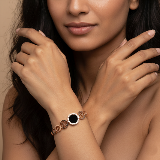 Roman Numerals Premium Cuff | Italian Rose Gold Plated SACH JEWELS