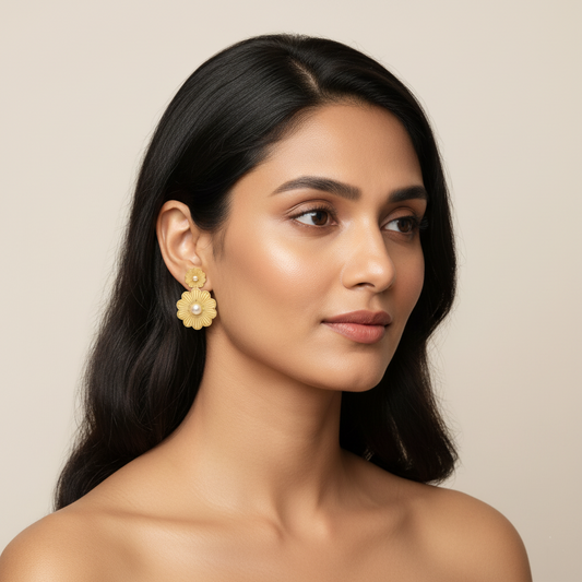 Dusky Bloom Drop Earrings | Italian Gold Plated SACH JEWELS