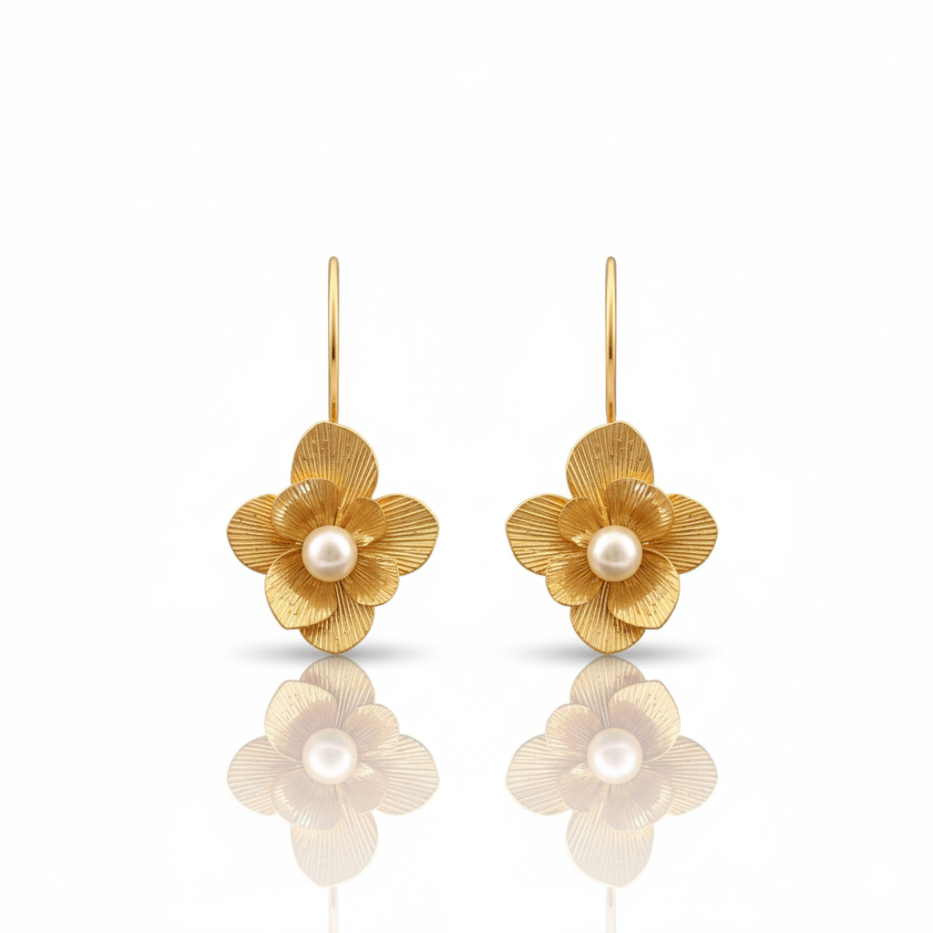 Golden Flora Drop Earrings | Italian Gold Plated SACH JEWELS